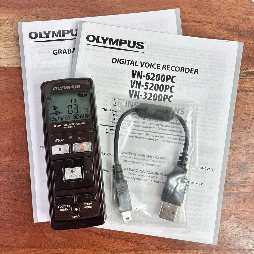 Olympus Digital Voice Recorder VN-5200PC Brown w/ Cable, Manual, NEW WITHOUT BOX